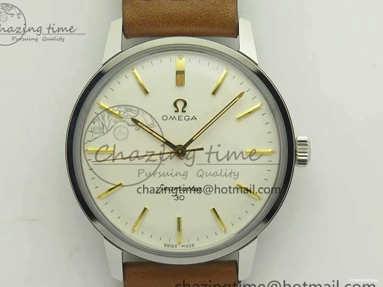 0304 Seamaster 30 1962 SS TW Best Edition White Dial YG Markers On Leather Strap MIYOTA Soft 8080